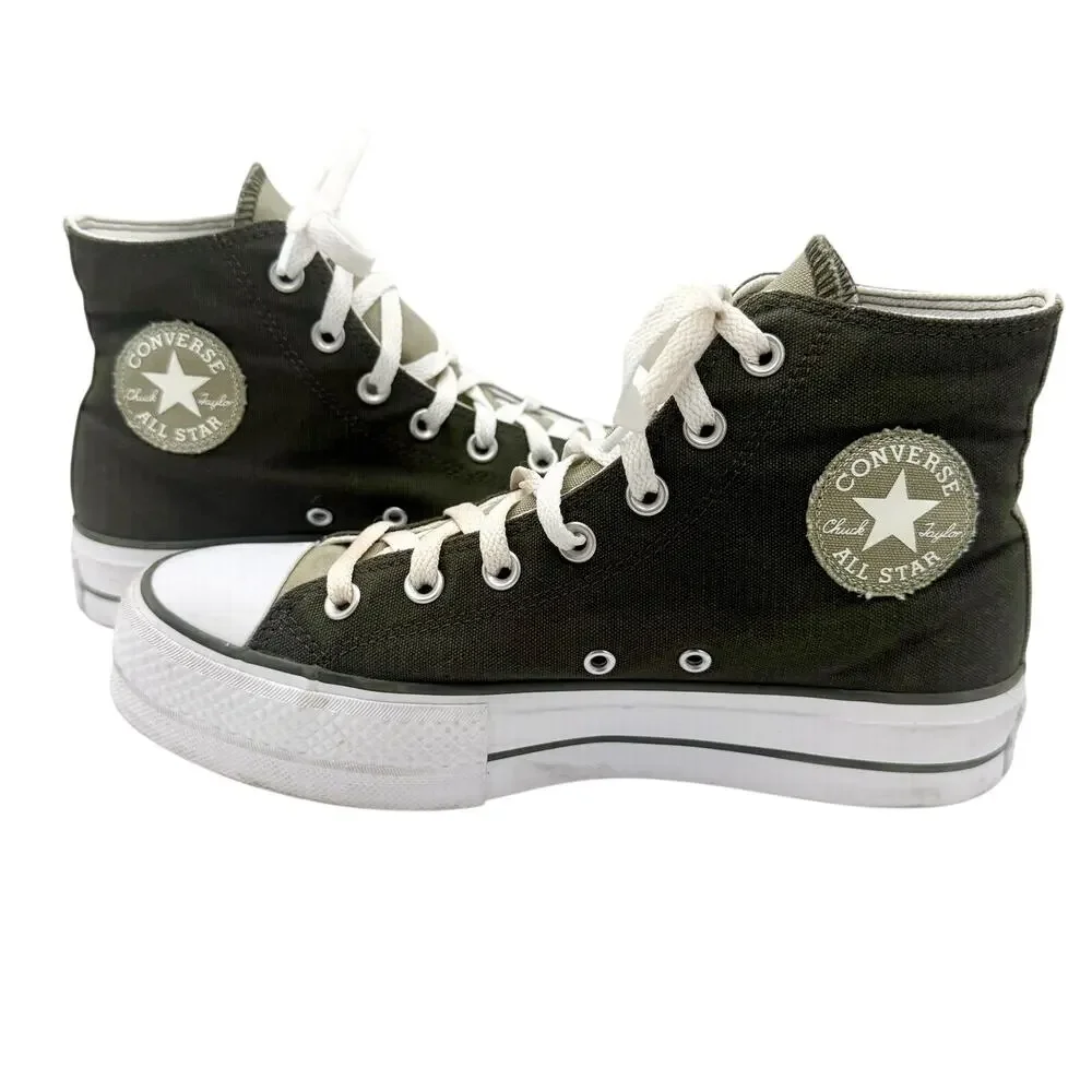 Converse Chuck Taylor Lift Platform High Top Olive Green Mens 6.5 Womens 8.5